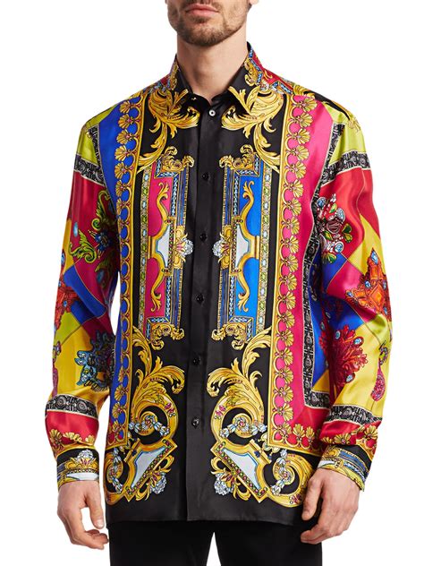 versace men silk shirts|Versace silk shirt price.